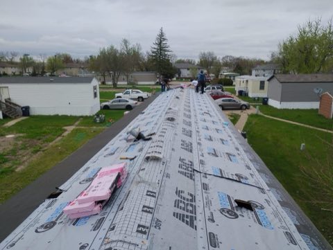 Roof replacement in progress